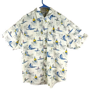 Sailboats Ocean Men's Shirt Size Large Short Sleeve Everyday Shirt Forefront